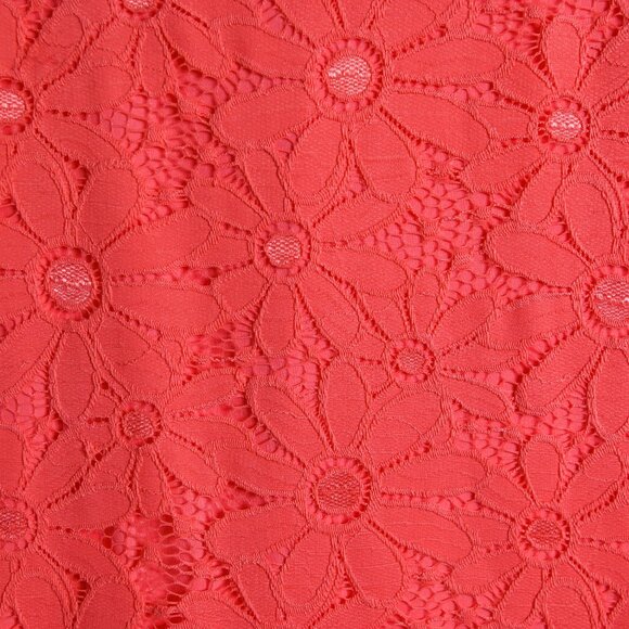 TIANA B. Coral Floral Lace Overlay Short Sleeve Dress - Size Medium - Picture 3 of 13